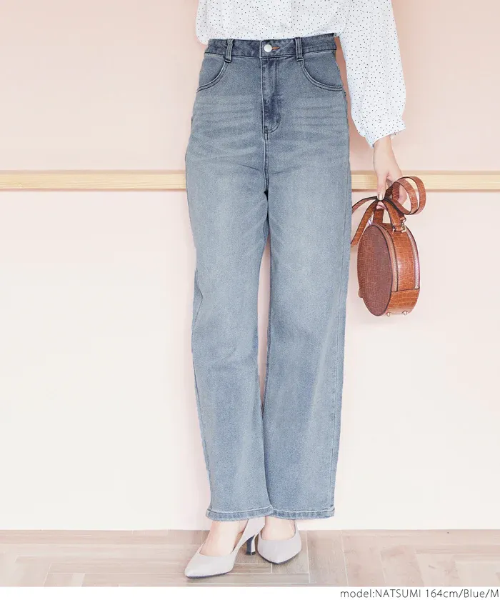 日本 COCA - 彈性修身丹寧牛仔褲-淺藍