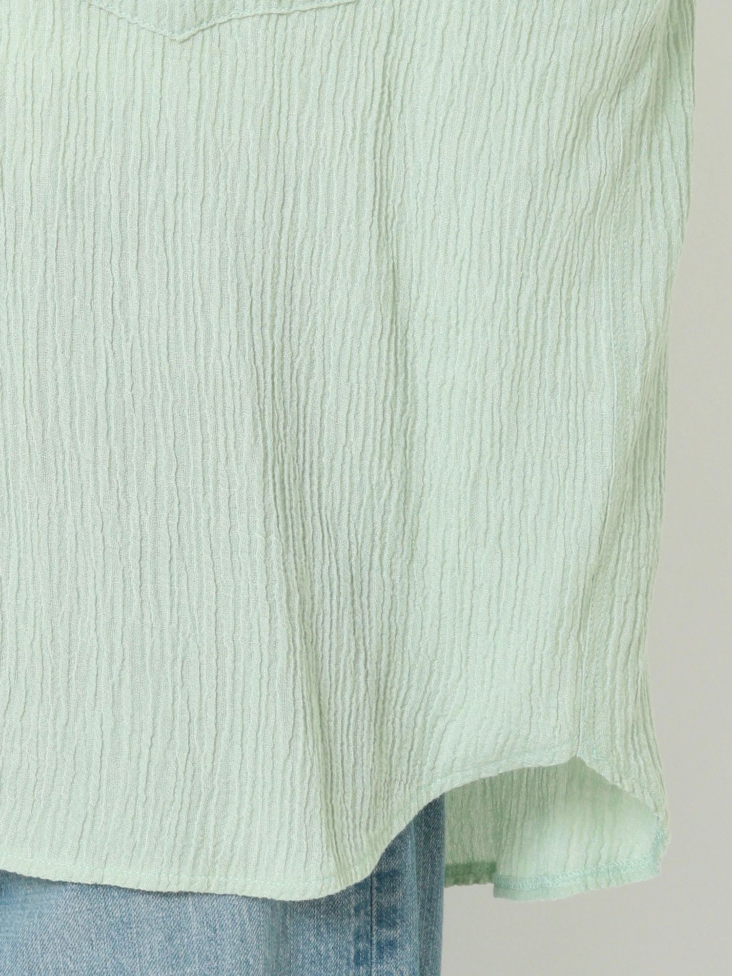 日本 Ungrid - 楊柳皺摺垂墜感襯衫-薄荷 (F)