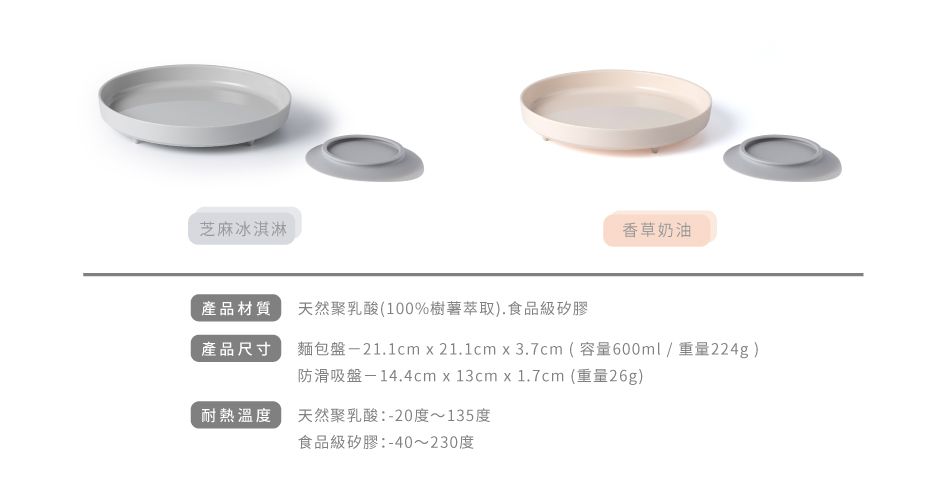 美國Miniware - 微兒天然寶貝用品系列-天然聚乳酸 麵包盤組-香草奶油