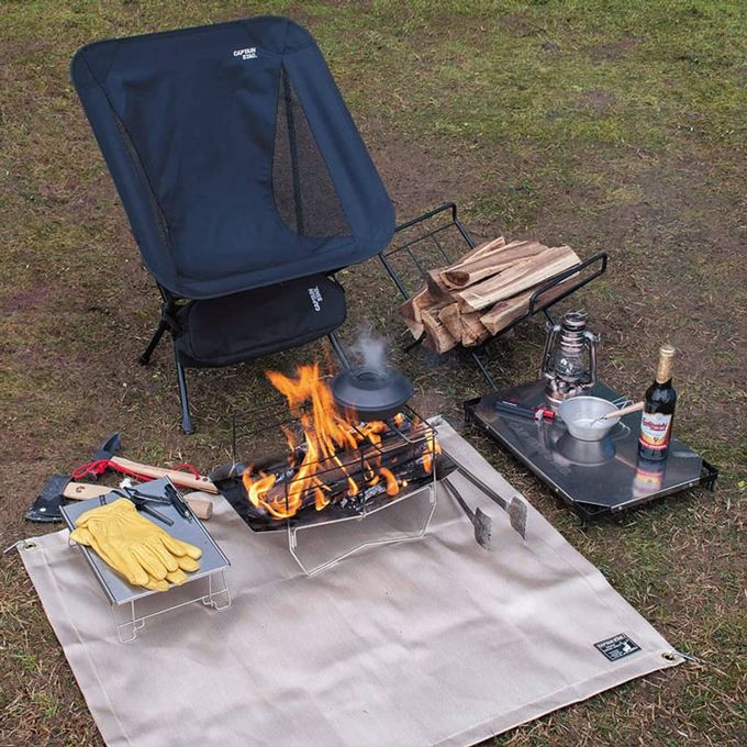 日本CAPTAIN STAG - 戶外焚火台專用防火布80x80cm