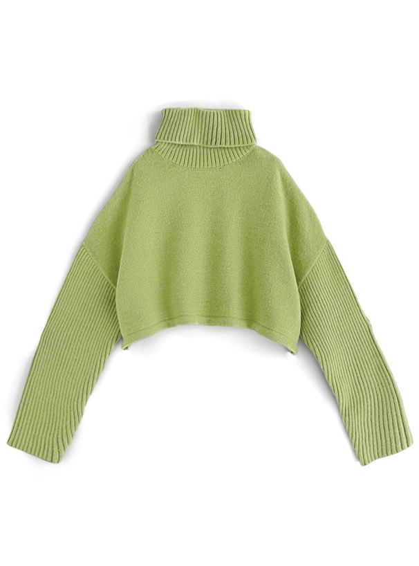 日本 GRL - 雜誌揭載 高領短版針織毛衣-奶油杏 (F)