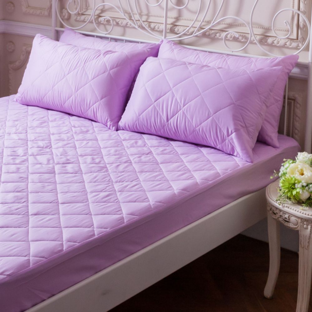 MIT台灣製 防潑水防蹣抗菌床包式保潔墊-紫羅蘭 (加大)