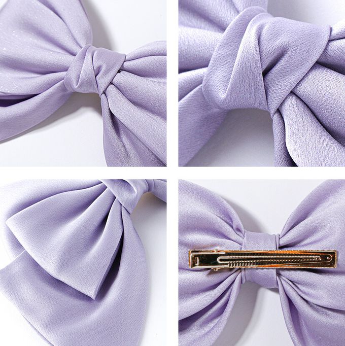 日本 Catherine Cottage - 夢幻光澤蝴蝶結緞帶髮夾-黑