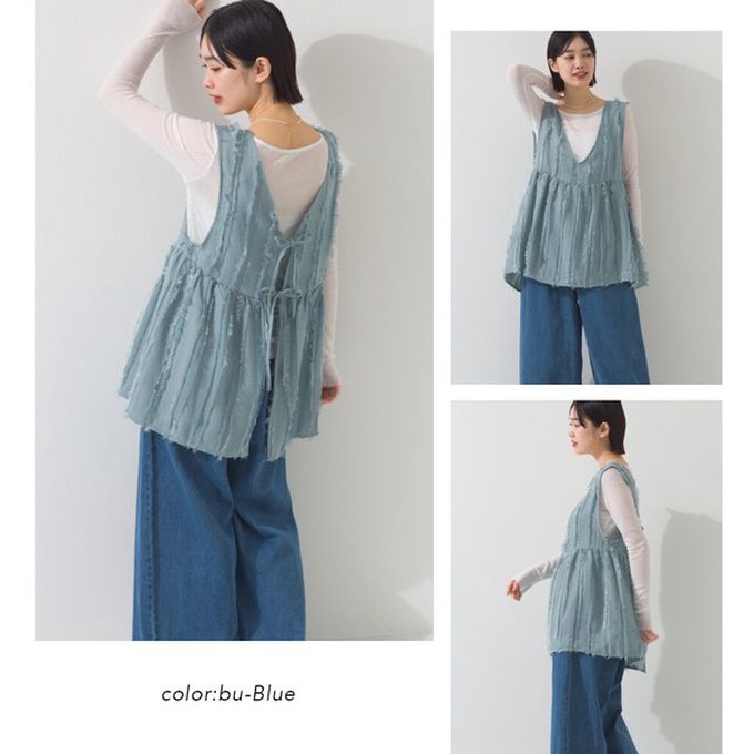 日本 OMNES - 前後2way甜美流蘇造型穿搭背心-咖啡