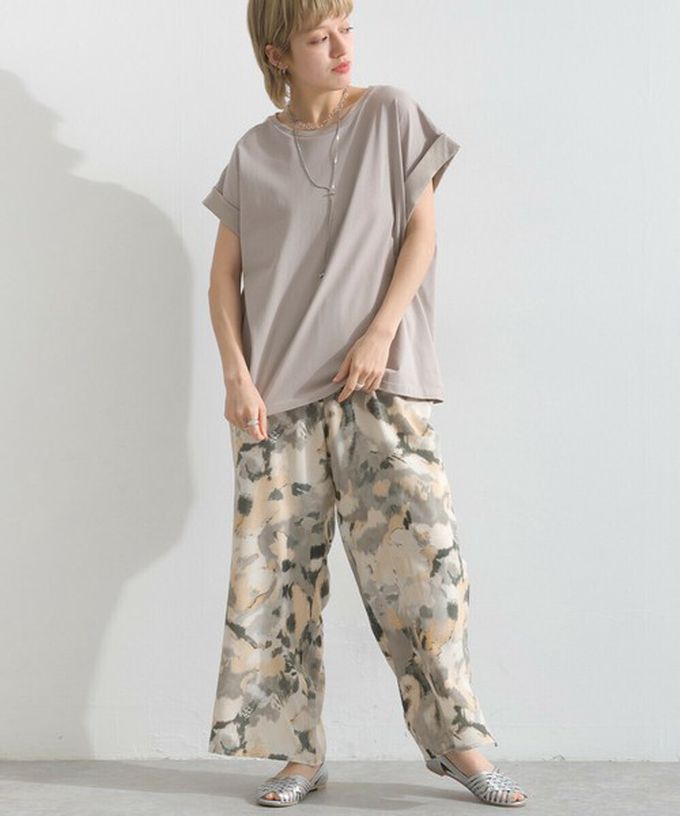 日本 le colis - 光澤滾邊舒適休閒法式袖上衣-白