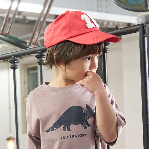 日本 b-ROOM - 立體數字刺繡棒球帽-耀眼紅 (52～54cm)