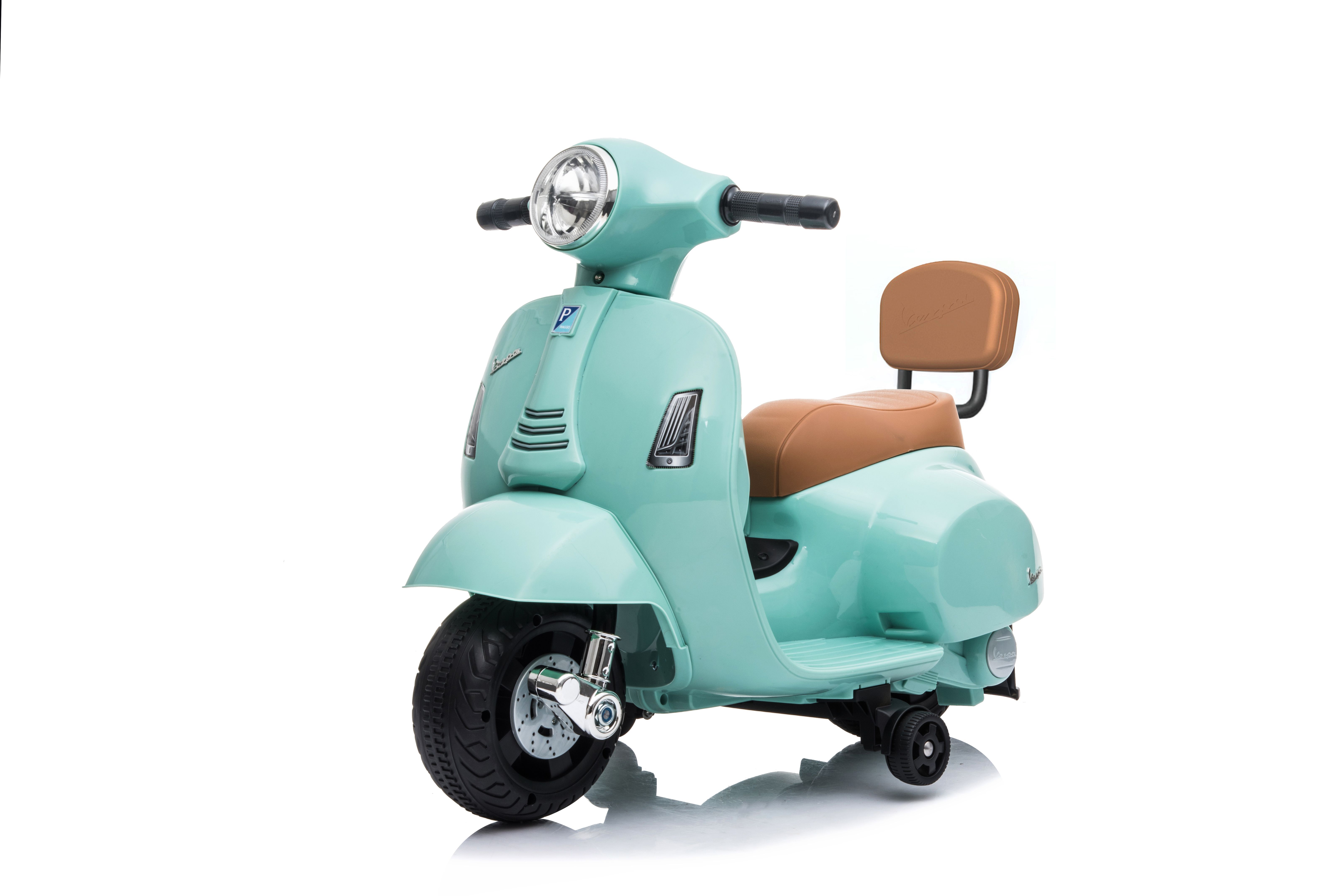 義大利Vespa - 【超值兩台組】迷你Vespa電動玩具車靠背款-綠+Ambosstoys PRIMO經典偉士牌復古造型滑步車-清檸黃