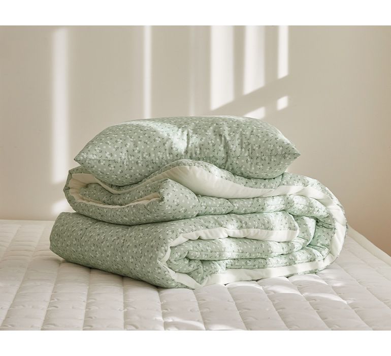 韓國 Maatila - 可水洗超細纖維桃皮感棉被(冬被)-綠庭院花圃