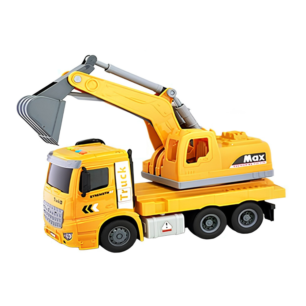 慣性磨輪工程車-挖土機  (聲光滑行 挖土機 拖吊車 水泥車 起重機 廂型車 垃圾車 砂石車 男孩 兒童 玩具  男童生日禮物 )