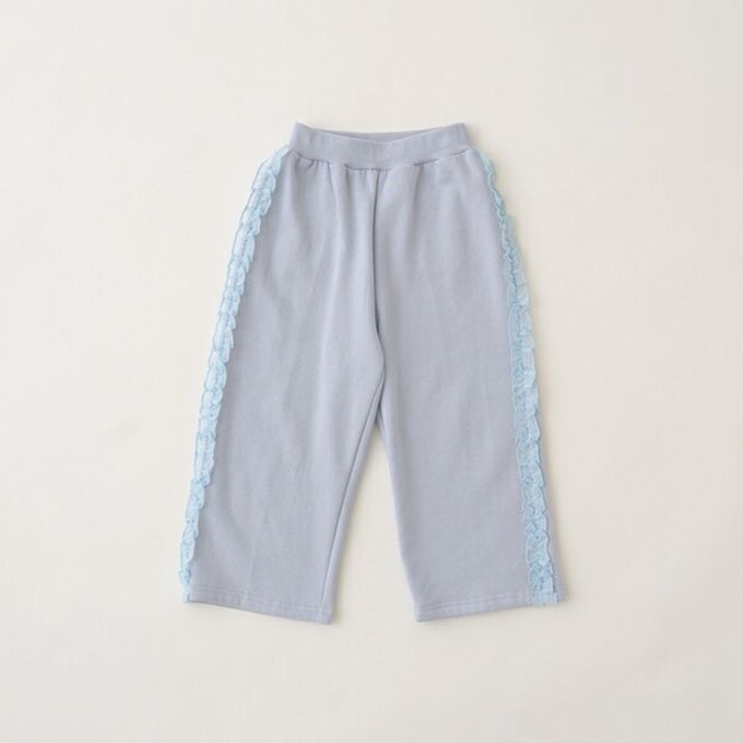 日本 Lycee mine - 側邊薄紗荷葉休閒長褲(不易起毛球)-炭灰