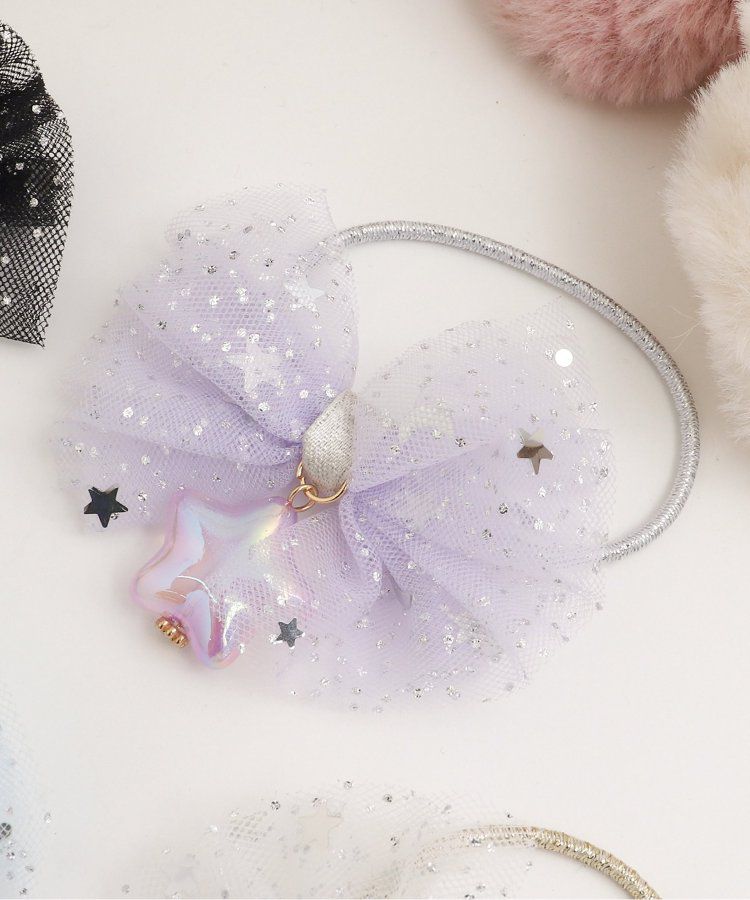 日本 apres les cours - 閃耀星星薄紗蝴蝶結髮圈-白 (F)