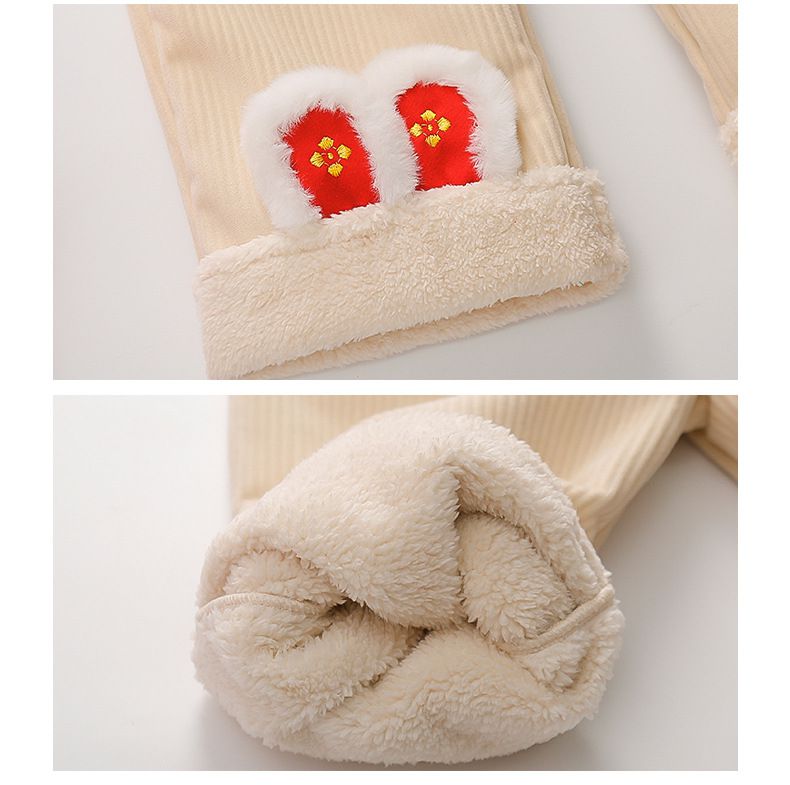 加絨喜氣洋洋拜年套裝-萌萌兔子年獸-紅+白