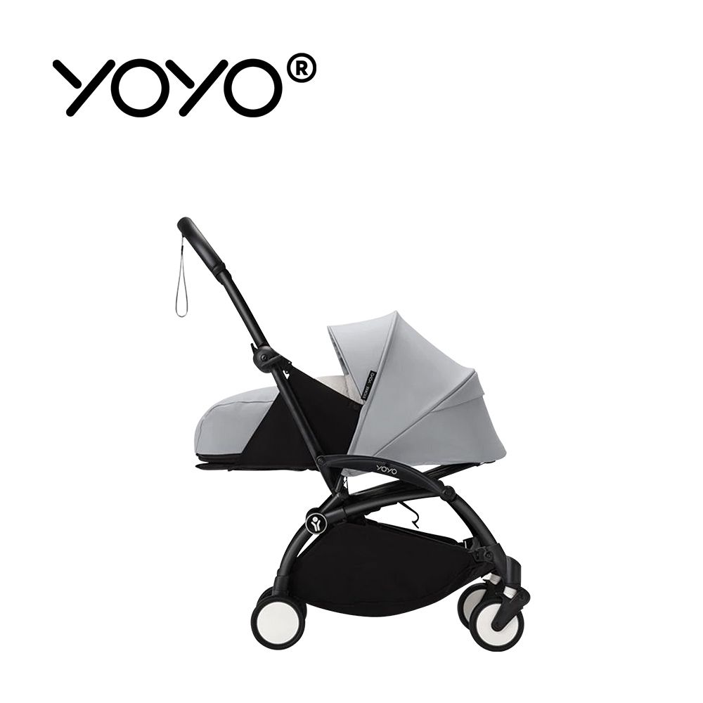 YOYO² 法國 0+ 推車組合(含車架)-黑色車架+岩石灰