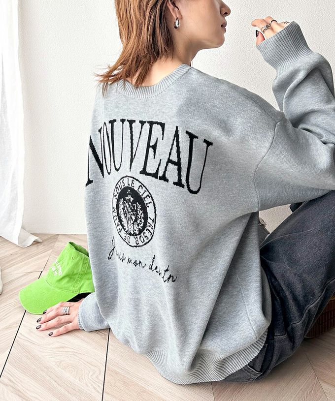 日本 Classical Elf - Java 4WAY美式印花厚磅針織大學T-灰