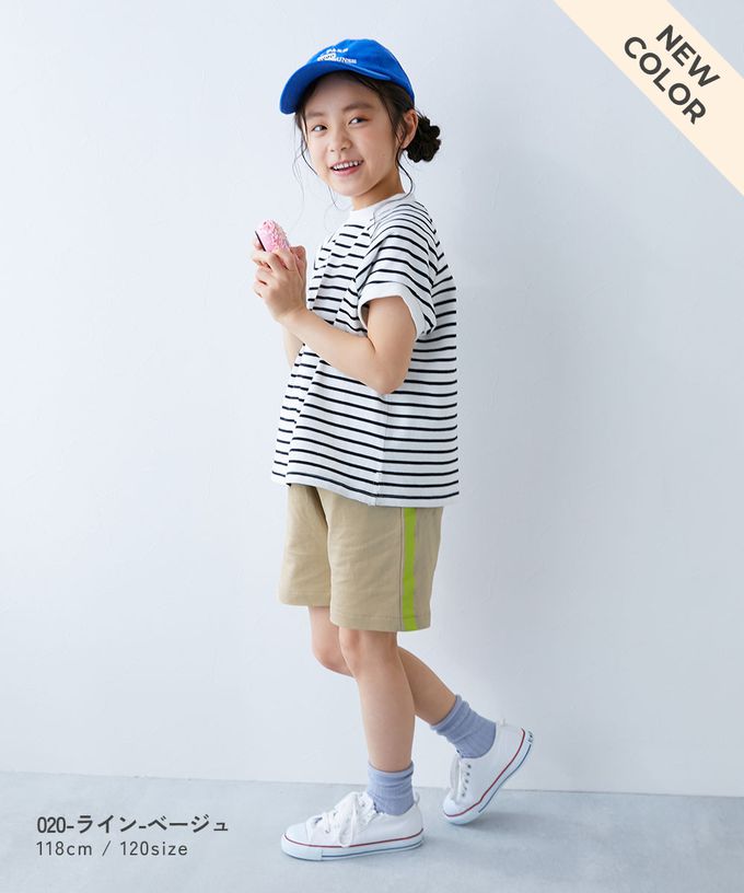 日本 devirock - 夏日印花純棉寬版短褲-BUZZ-淺藍紫