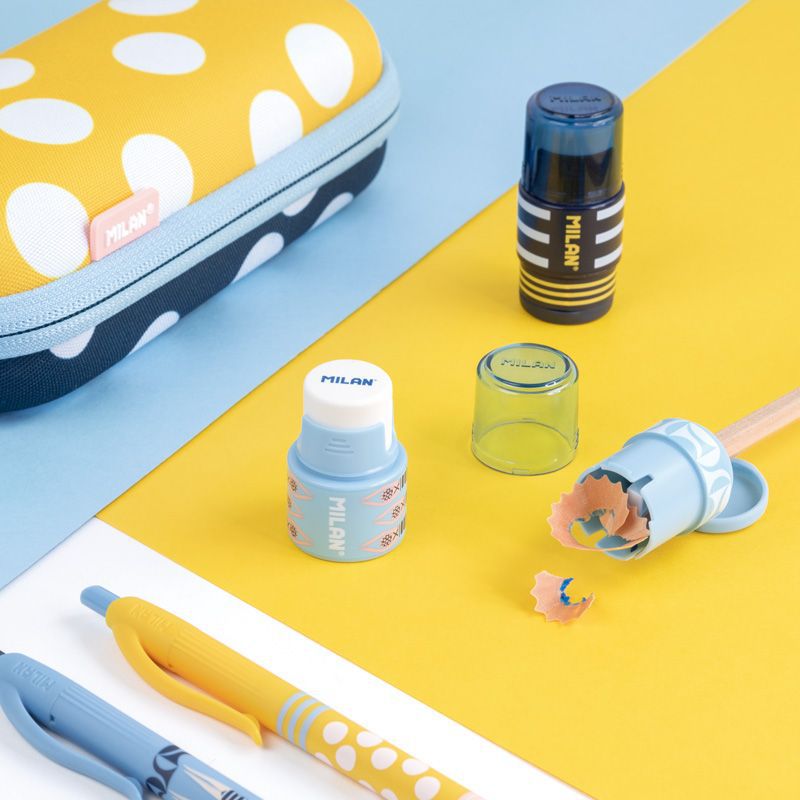 MILAN - 橡皮擦+可伸縮削筆器_泳池派對_湖水藍