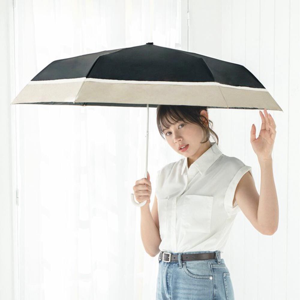 日本中谷 - 抗UV 100%遮光輕量折疊傘-雙色-黑 (55cm)