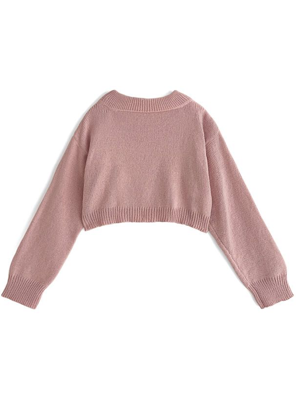 日本 GRL - 甜美一字領針織毛衣-春櫻粉 (F)