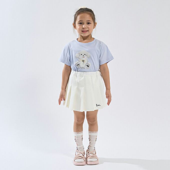 日本 Lycee mine - 100%棉 甜蜜印花短袖上衣-緞帶牛角麵包-紫丁香