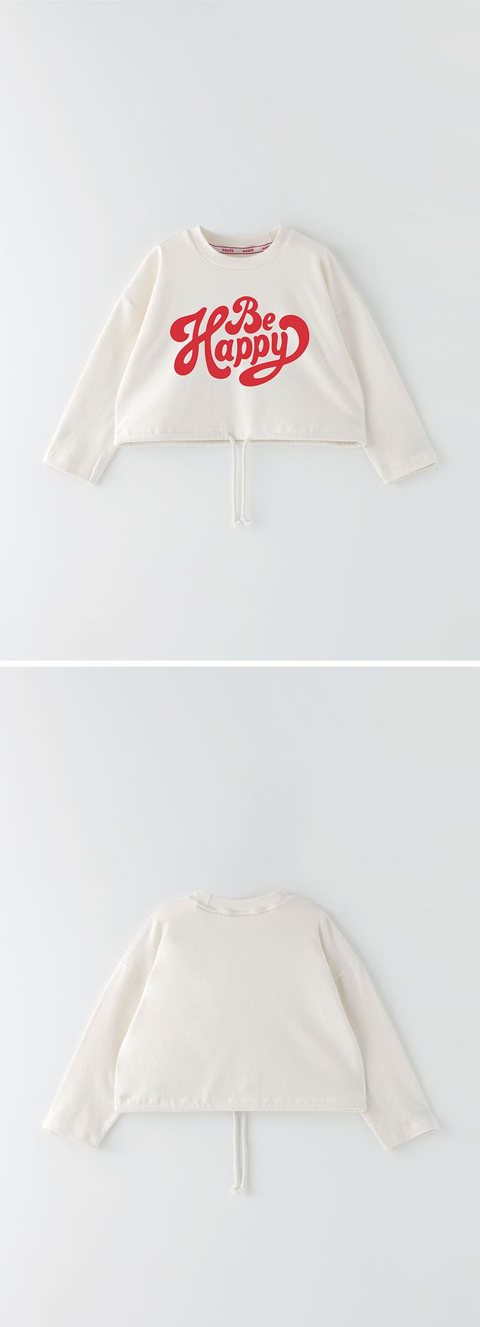 韓國 OZKIZ - 運動風字母印寬版長袖上衣-象牙白