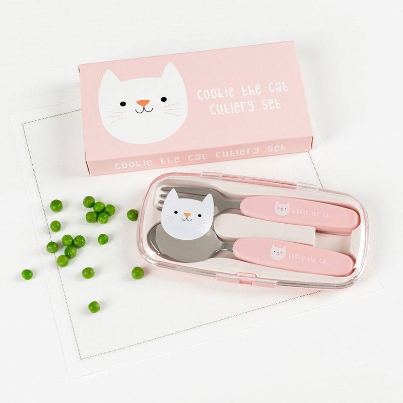 英國 Rex London - 幼兒/兒童餐具2入組(附收納盒)-迷人貓咪