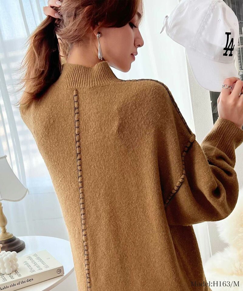 日本 Classical Elf - 復古粗縫線針織毛衣-肉桂橘