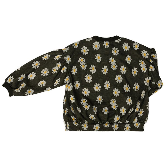 akachan honpo - 長袖休閒上衣-小花圖案緹花-黑色