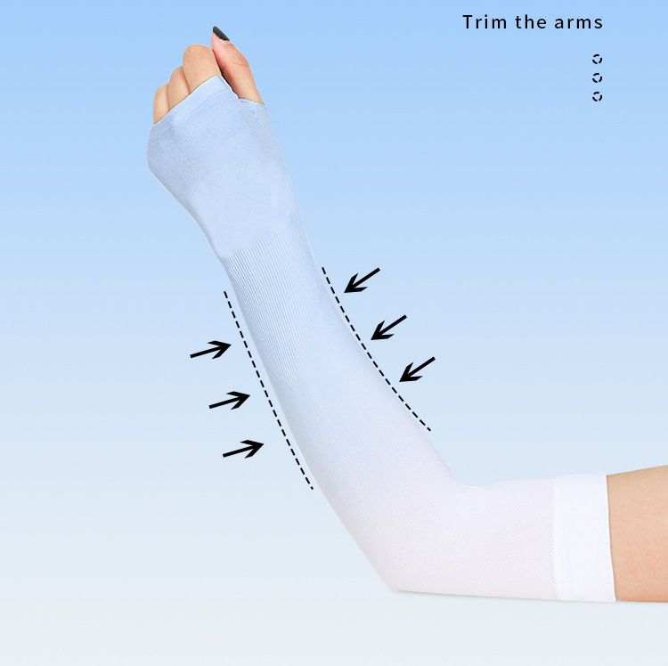 冰絲涼感防曬袖套(成人)-漸層款-灰+白 (8.5x35.5x9cm)