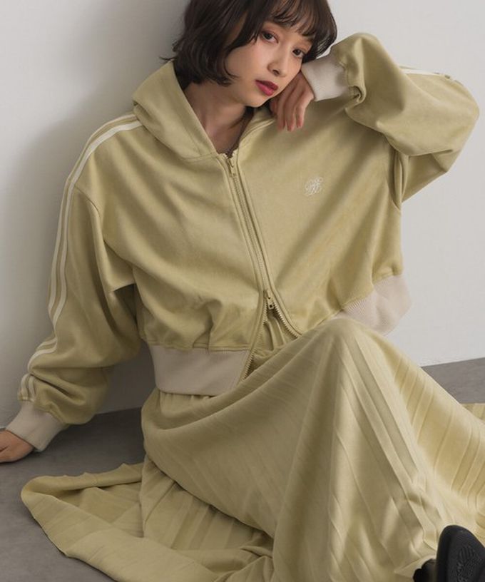 日本 ELENCARE DUE - 麂皮俐落雙拉鍊短版連帽外套-炭灰