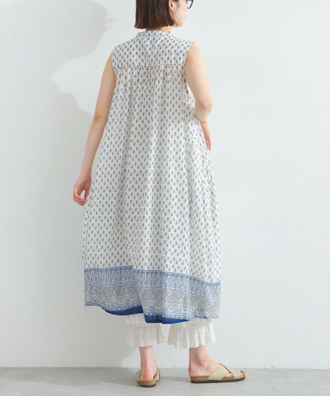 日本 Lupilien - 100%印度棉 清新印花柔軟洋裝-圖騰-炭灰