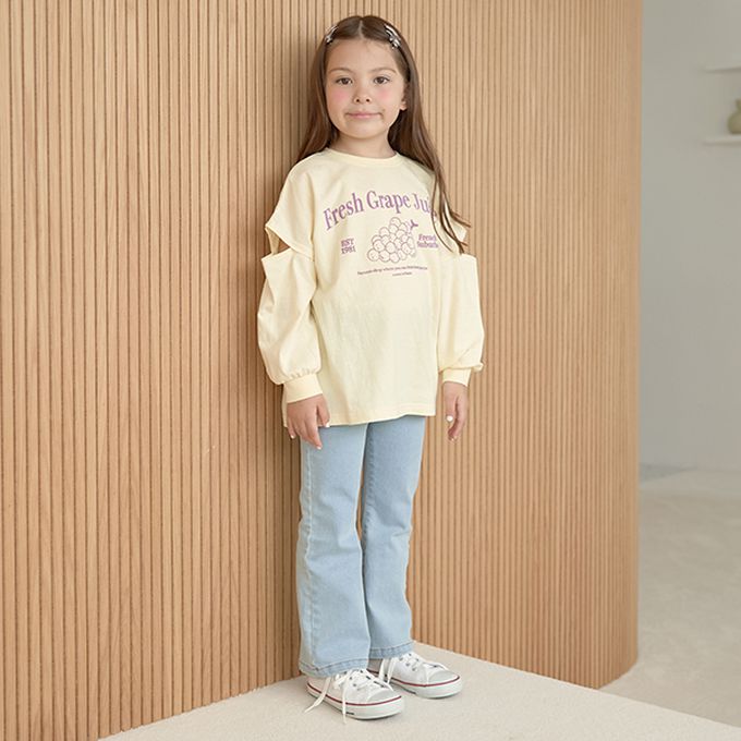 日本 Lycee mine - 休閒印花寬版開口長袖上衣-LOVLEY-粉紅