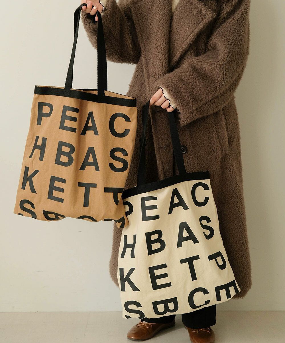 日本 Bab - [日雜推薦] 簡約字母帆布袋/托特袋-米杏