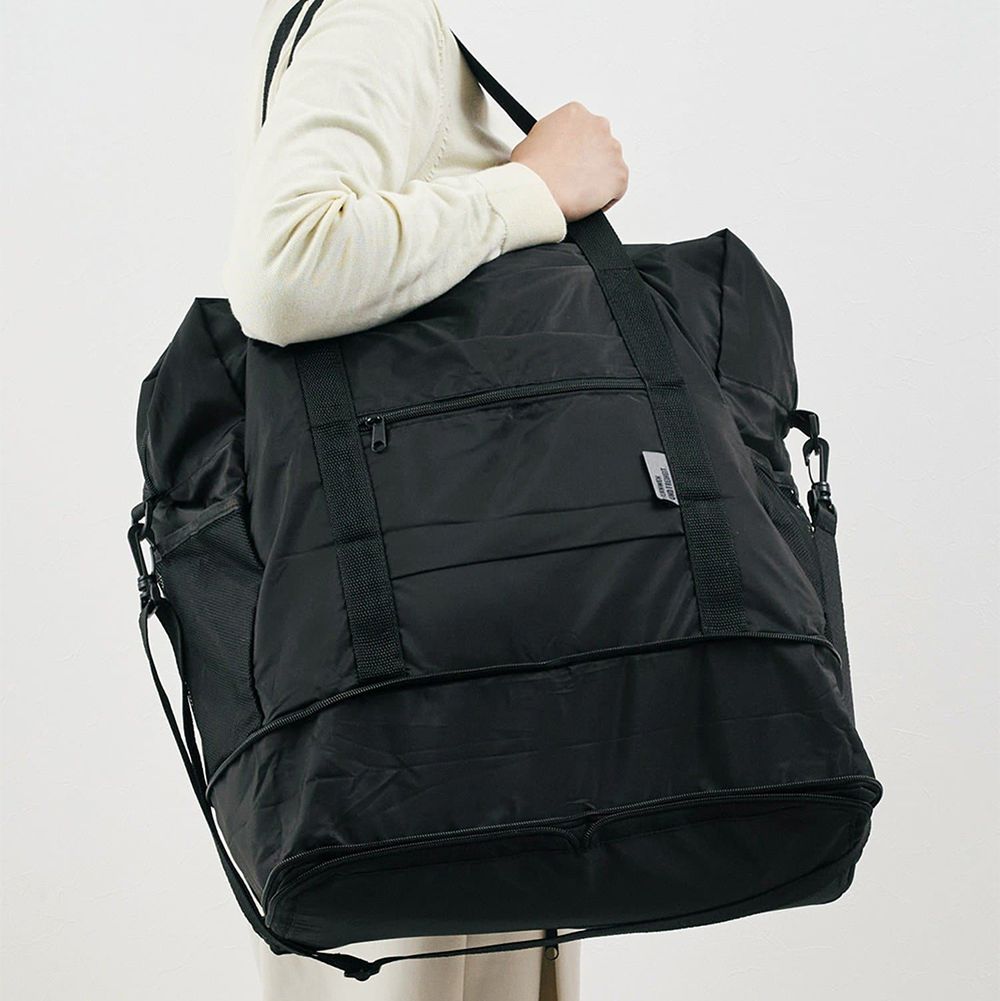 可折疊放大好用手提/肩背旅行包-黑 (35x40x20cm)