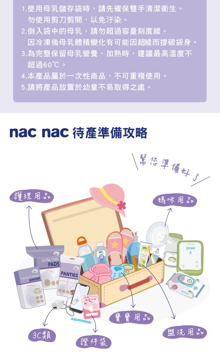 nac nac - 壺形站立母乳儲存袋250ml(20入)