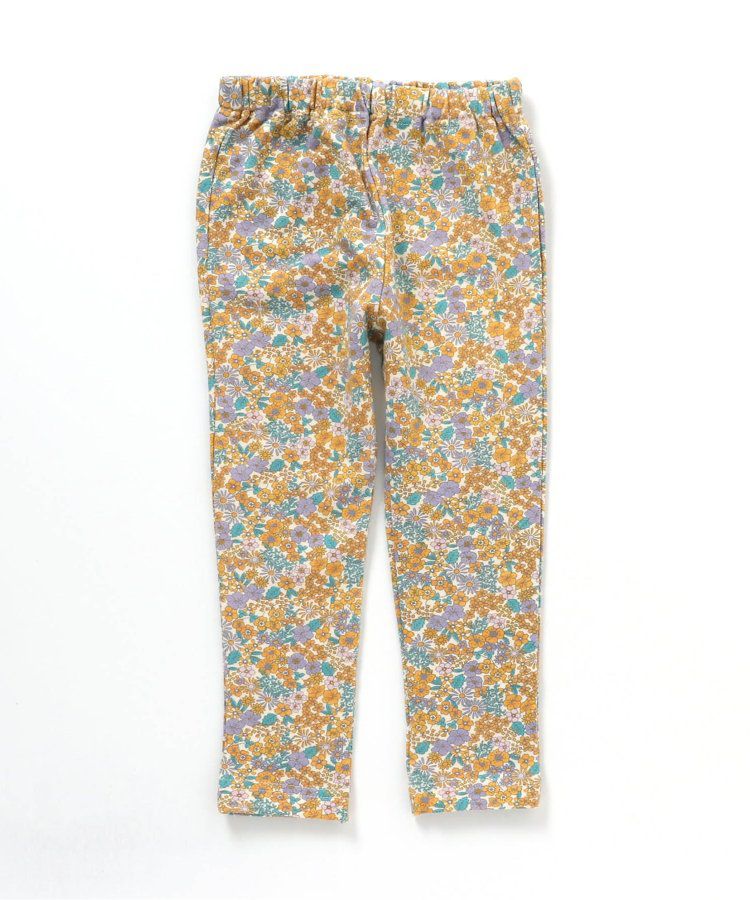 日本 BREEZE - 休閒百搭鬆緊長褲(9分丈)-碎花-淺鵝黃