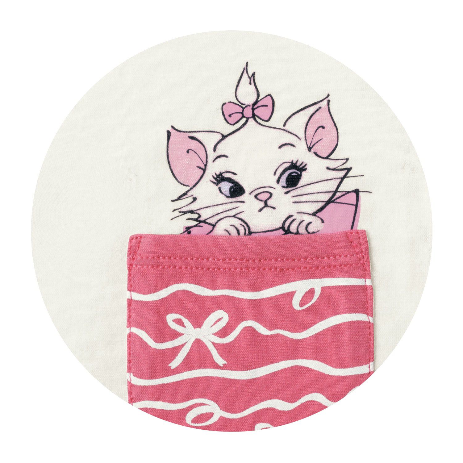 日本千趣會 - 迪士尼 純棉涼爽短袖家居服/睡衣-瑪莉貓-粉x紅