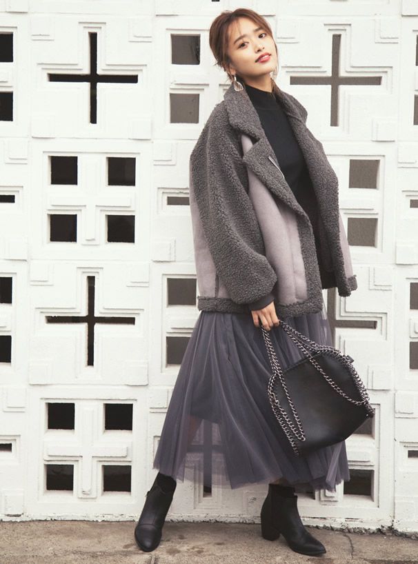 日本 GRL - 飄逸顯瘦雙層傘紗裙-天使白 (M)