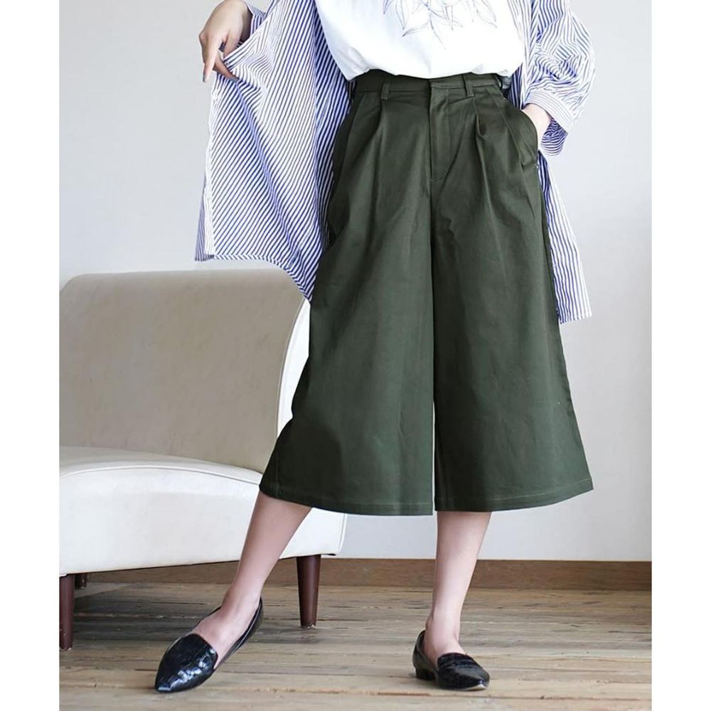 日本 zootie - 好好穿 顯瘦修身寬褲-橄欖綠