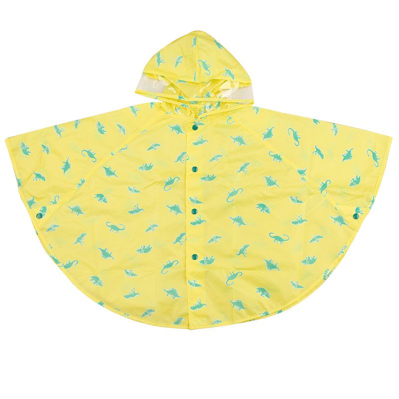akachan honpo - 短斗篷式雨衣-恐龍-黃色 (80~95cm)
