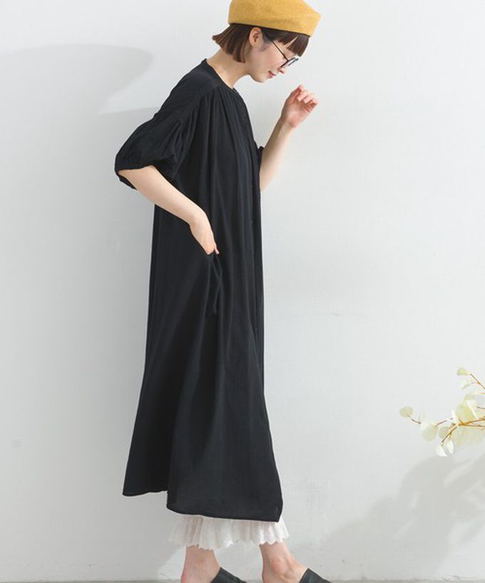 日本 Lupilien - 100%印度棉 輕盈巴里紗襯衫洋裝-淺卡其