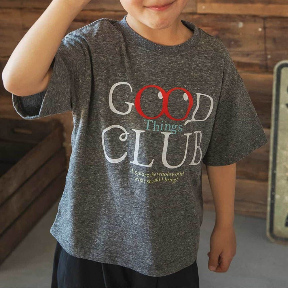 夏日字母印花短袖上衣-英文logo-雜灰