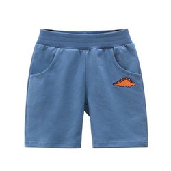 27KIDS - 純棉腰鬆緊五分褲-口袋恐龍-海軍藍