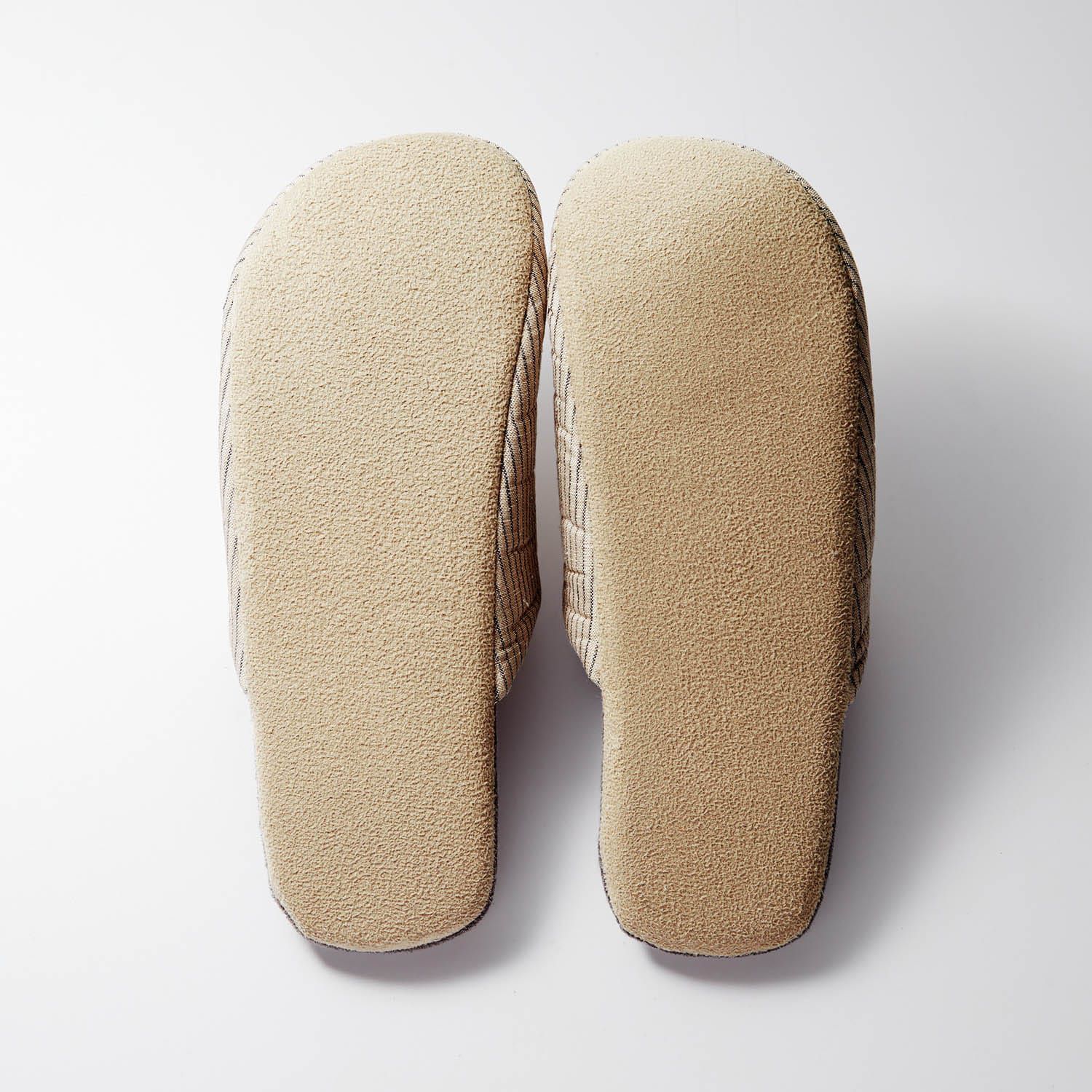 日本千趣會 - 無印風 天然素材可機洗室內拖鞋-黑色條紋