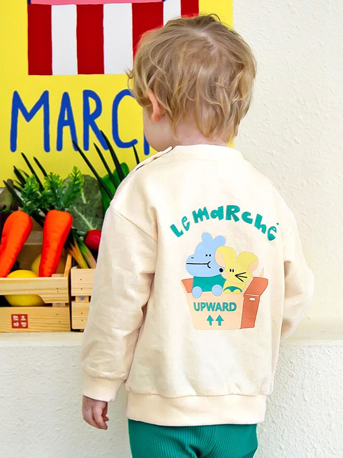 韓國 Pimpollo - 背後動物印花長袖上衣-紫