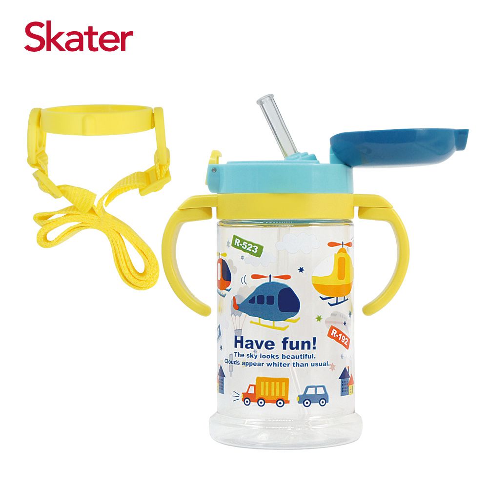 日本 SKATER - 寬底吸管杯(370ml)-直升機