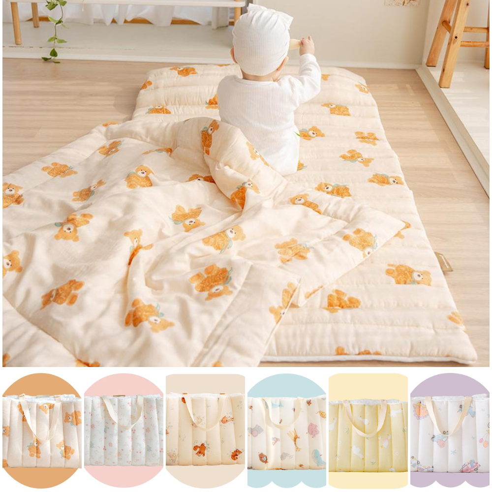 極致柔軟天絲莫代爾雙面涼感4cm厚墊睡袋組-泰迪棕熊