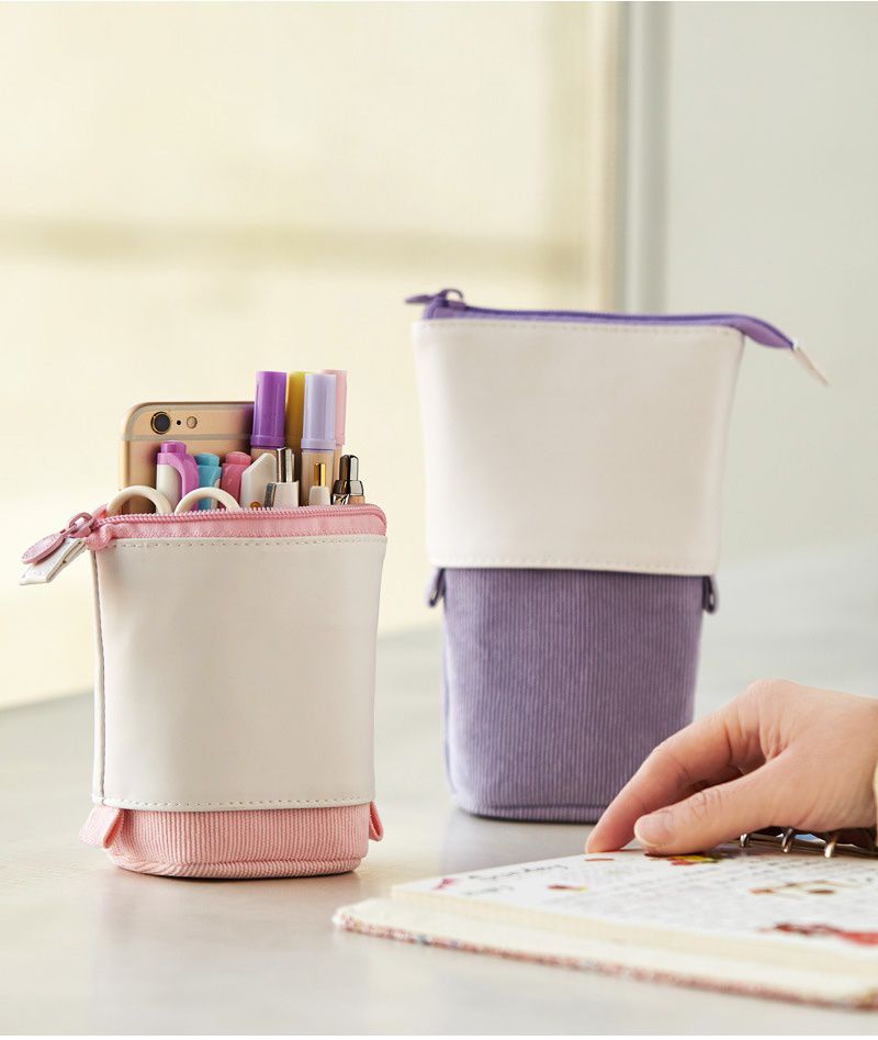 簡約異材質拼接鉛筆袋/筆筒-薄荷綠