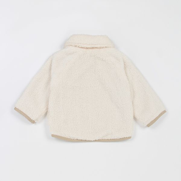 日本 petit main - 翻領英倫風絨毛雙面穿外套-素面卡其