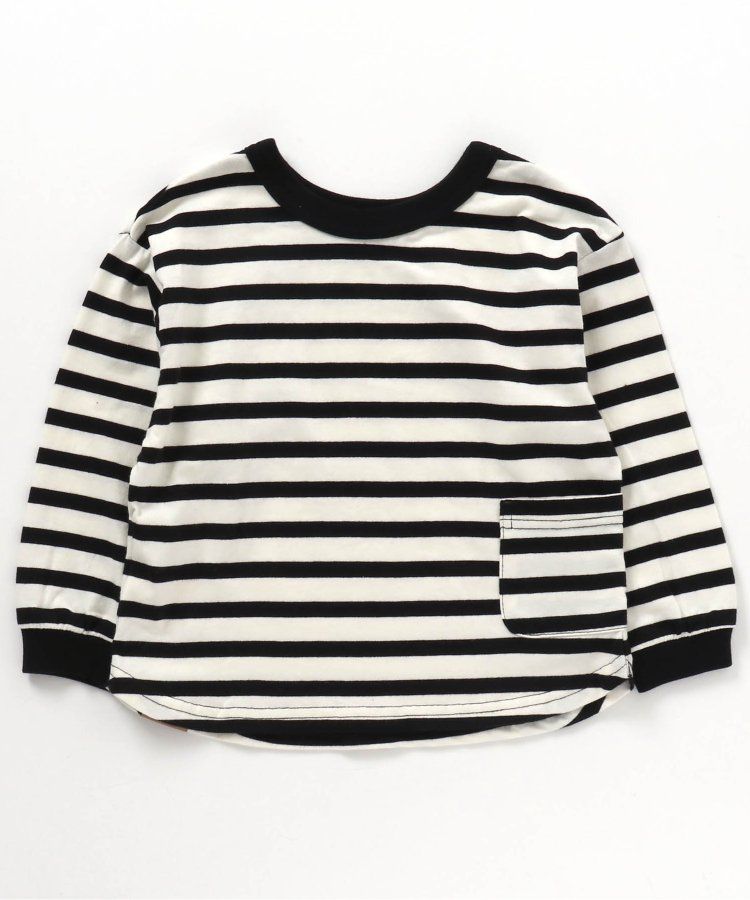 日本 BREEZE - 正反OK！圓領百搭長袖大學T-橫條紋-黑白