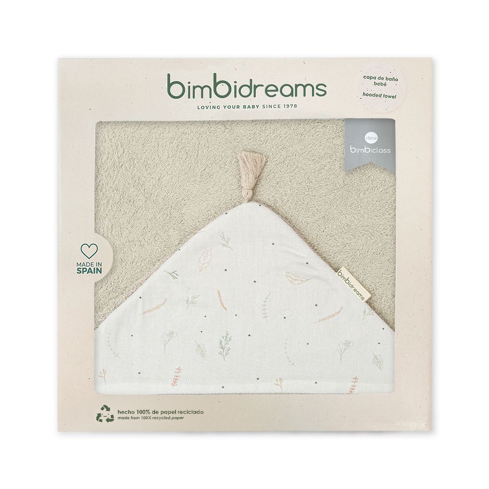 【bimbidreams】竹纖維流蘇連帽浴巾禮盒 100x100cm(寶寶新生兒禮 滿月禮 彌月禮 嬰兒禮盒)-點點與葉子